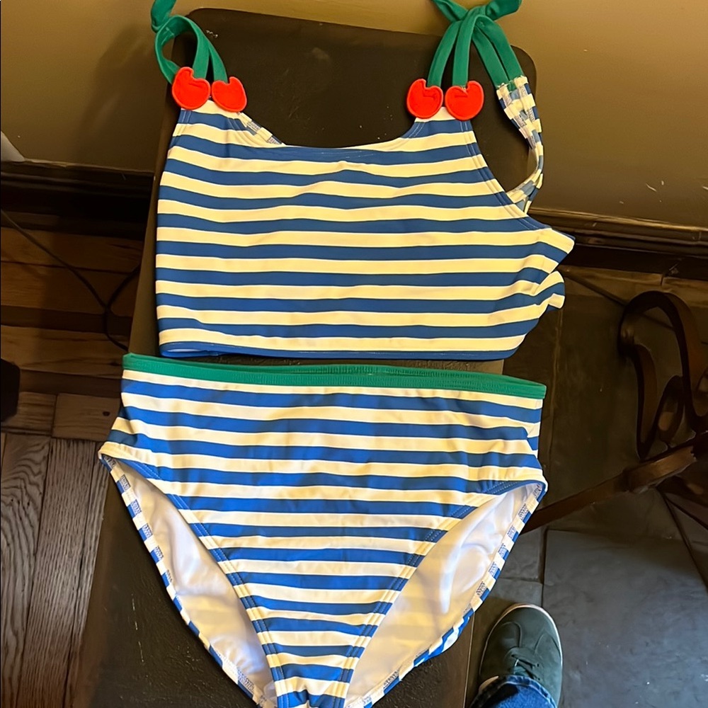 Boden Blue and White Striped Bikini